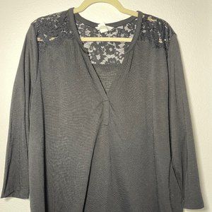 H&M Black Shoulder Lace Blouse